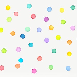Fabric Wall Decal, Watercolour Rainbow Dots, Kids Polka Dot Decal, Wall Stickers