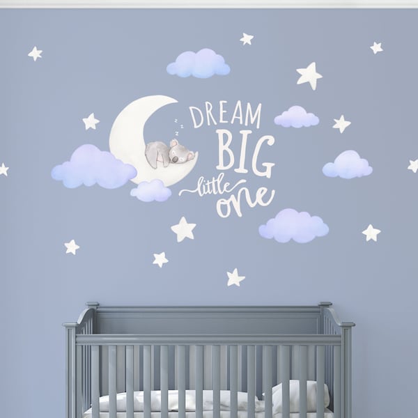 Dream Big Little One Sticker mural pour enfants - Autocollants muraux koala à peler et coller pour les crèches