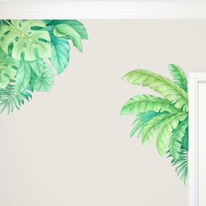 Jungle Leaves Fabric Wall Decal, Jungle Nursery, Watercolour Decor, Safari Wall Art