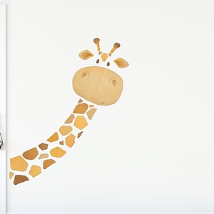 Giraffe stof muur sticker, peuter aquarel kamer decor, dierlijke muurstickers afbeelding 2