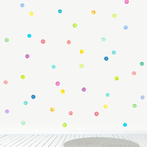 Small Rainbow Dots - Fabric Wall Decal - Watercolour Wall Stickers - Little Tall Tales