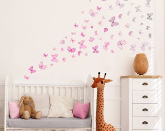 Fabric Wall Decal,Ombre Butterfly Wall Decal, Watercolour Room Decor, Animal Wall Stickers