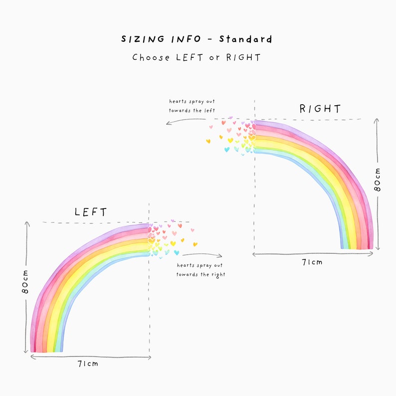 Decalcomania da muro in tessuto spray con cuori arcobaleno Decalcomania acquerello per bambini Adesivi murali immagine 4