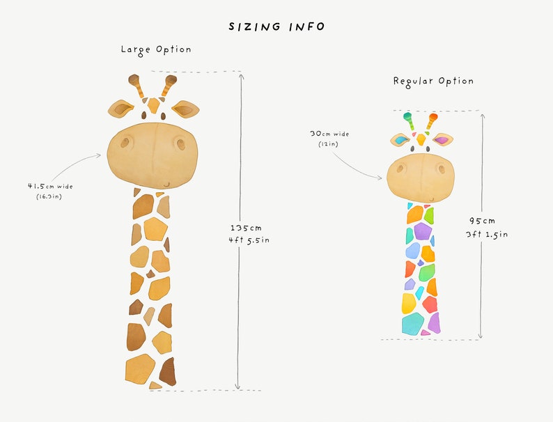 Giraffe stof muur sticker, peuter aquarel kamer decor, dierlijke muurstickers afbeelding 5
