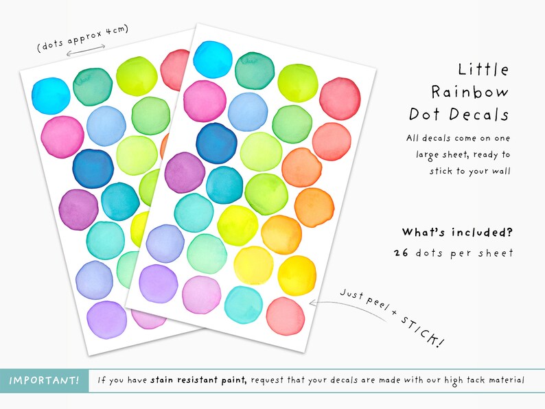 Small Rainbow Dots Fabric Wall Decal Watercolour Wall Etsy Australia