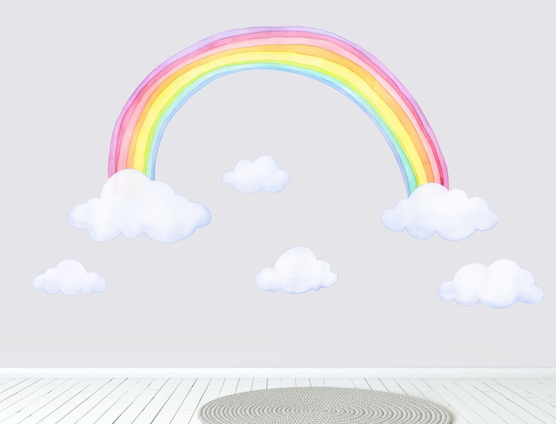 Large Rainbow Fabric Wall Decal Kids Watercolour Wall Etsy UK