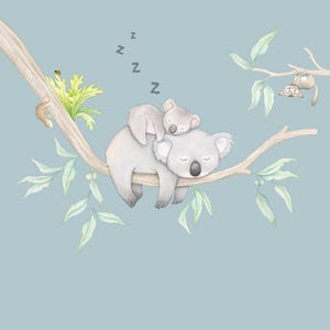 Sleepy Koala Wall Decal - Australian Gum Tree Set for Nurseries and Kids Rooms image 1