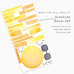 Sun Fabric Wall Decal Watercolour Room Decor Sunshine Wall Sticker Peel and Stick zdjęcie 7