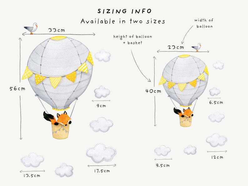 Fabric Wall Decal Fox Balloon Nursery Toddler Watercolour Etsy
