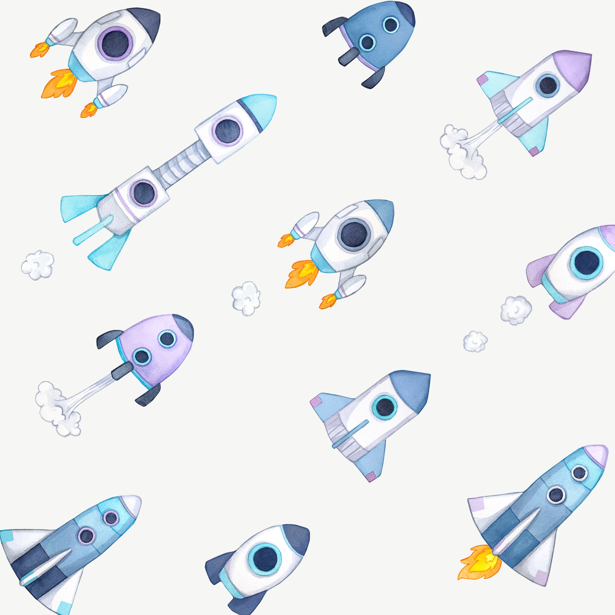 Space Rocket Wall Decals Watercolour Night Time Nursery Etsy Australia