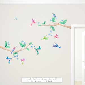 Hummingbird Fabric Wall Decal, Flying Birds Wall Stickers, Watercolour ...