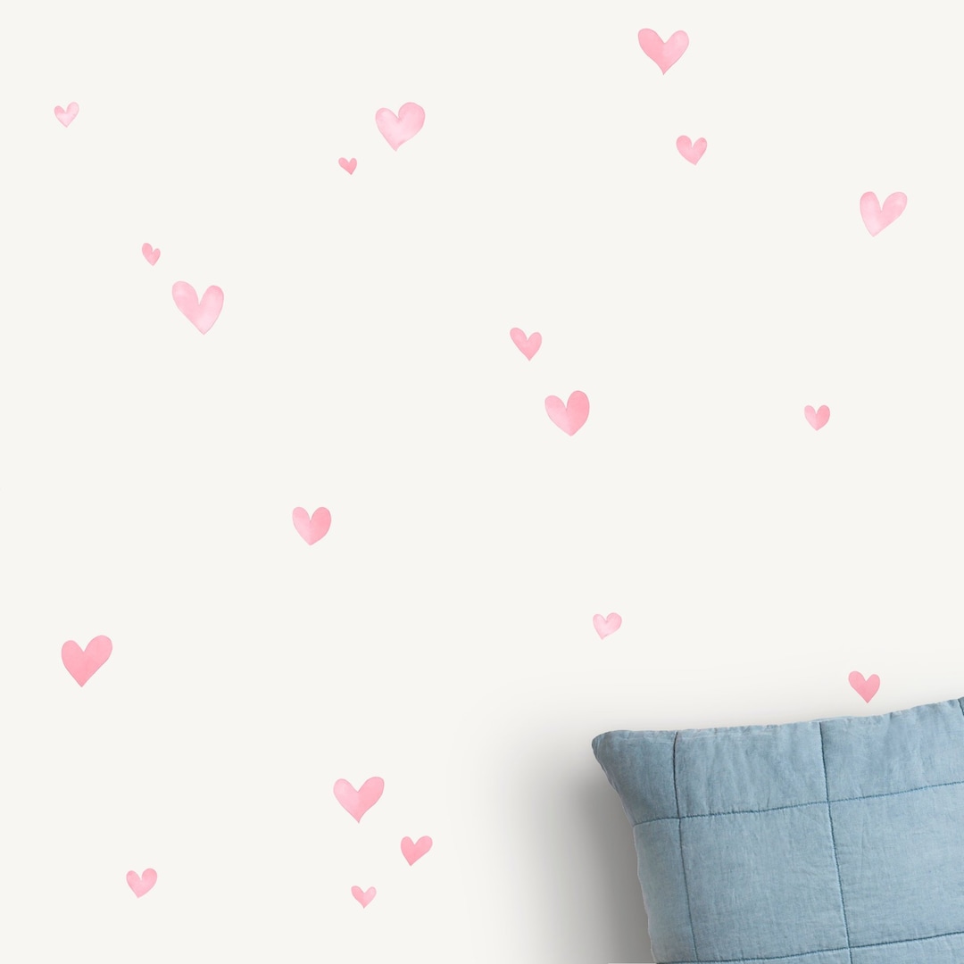 Fabric Wall Decal, Watercolour Hearts, Nursery Decor, Girls Room, Kids ...
