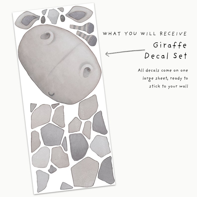 Giraffe stof muur sticker, peuter aquarel kamer decor, dierlijke muurstickers afbeelding 7