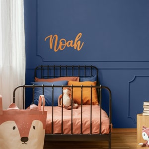 Calcomanía con nombre personalizada, letras cursivas escritas a mano, calcomanías de pared con nombres para niños y bebés, letras de tela para despegar y pegar para guardería