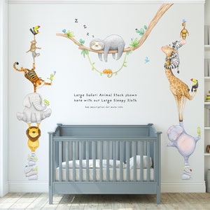 Safari Animal Stack Fabric Wall Decal, Safari Nursery, Acquerello Decor, Jungle Wall Art immagine 2
