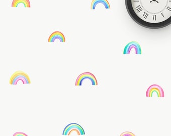 Fabric Wall Decal, Rainbows, Kids Watercolour Decal, Wall Stickers