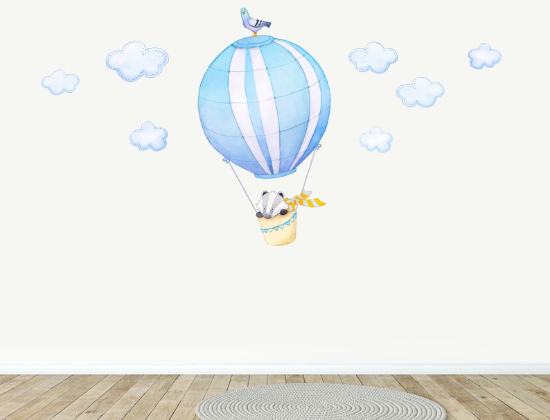 Hot Air Balloon With Badger Wall Decal for Nurseries Peel and Etsy