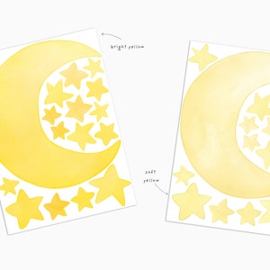 Moon and Stars Wall Decal - Watercolour Night Time - Nursery Decor ...
