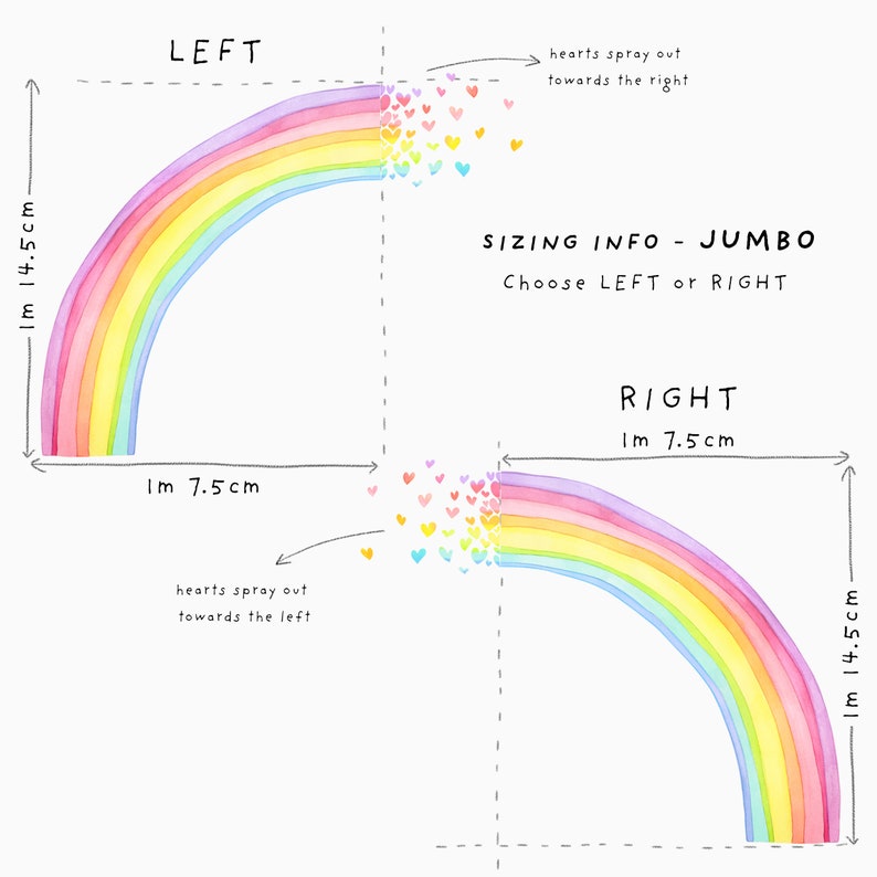 Decalcomania da muro in tessuto spray con cuori arcobaleno Decalcomania acquerello per bambini Adesivi murali immagine 5