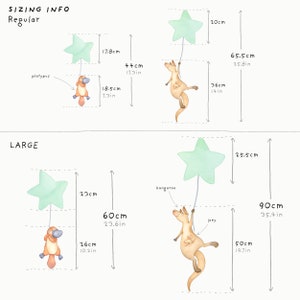 Australian Animals Night Time Wall Decal, Watercolour Stars Nursery Decor, Aussie Animal Wall Stickers image 8