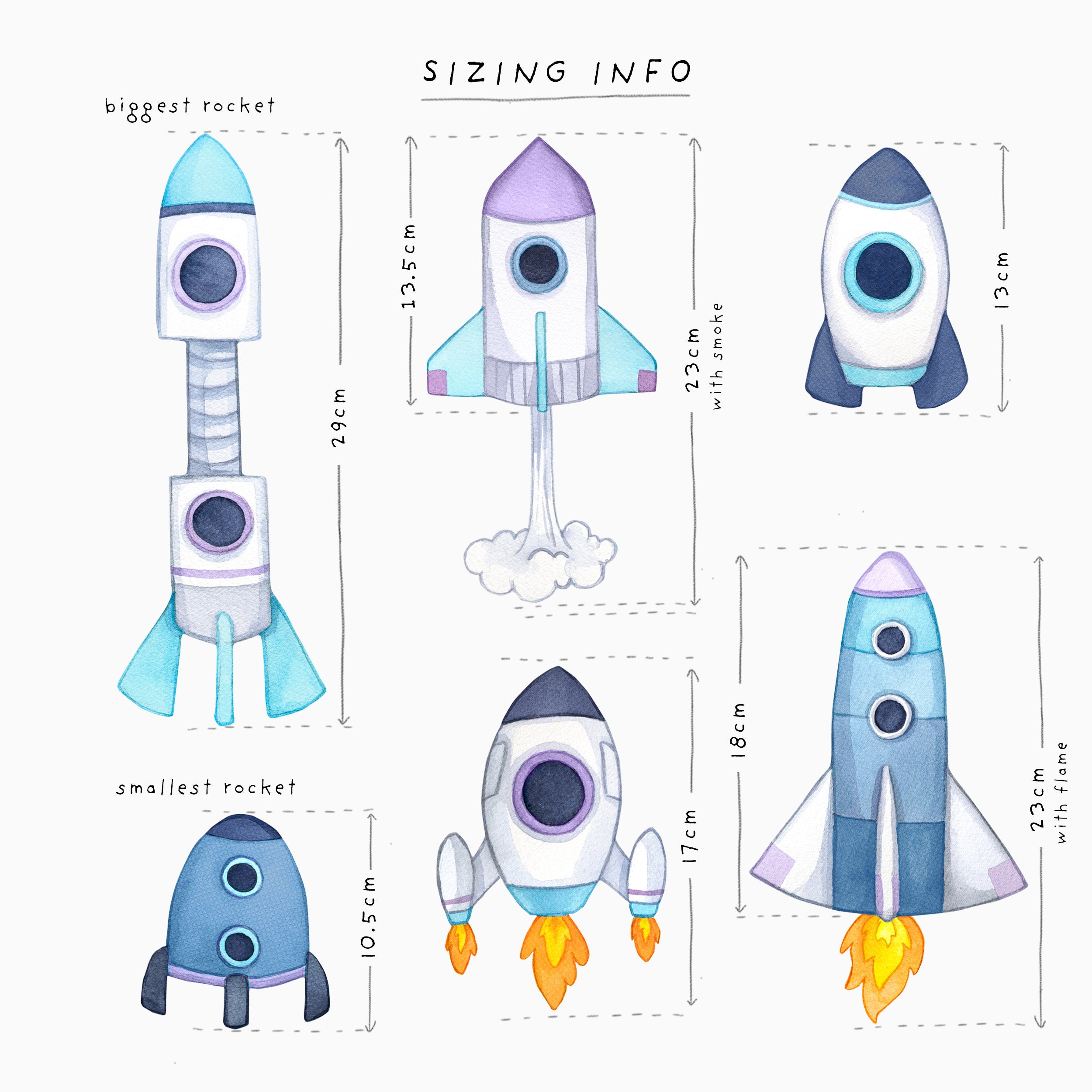 Space Rocket Wall Decals Watercolour Night Time Nursery Etsy Australia