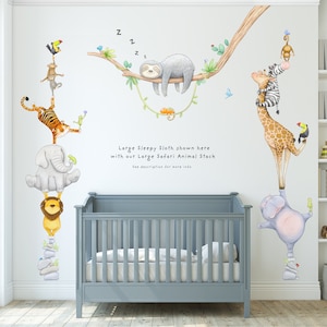 Sleepy Sloth Fabric Wall Decal, Sloth Nursery, Watercolour Decor, Jungle Wall Art image 5