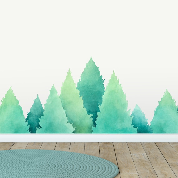 Tree Wall Sticker Kids Wall Stickers Fabric Wall Decal Watercolour Woodland Wall Art