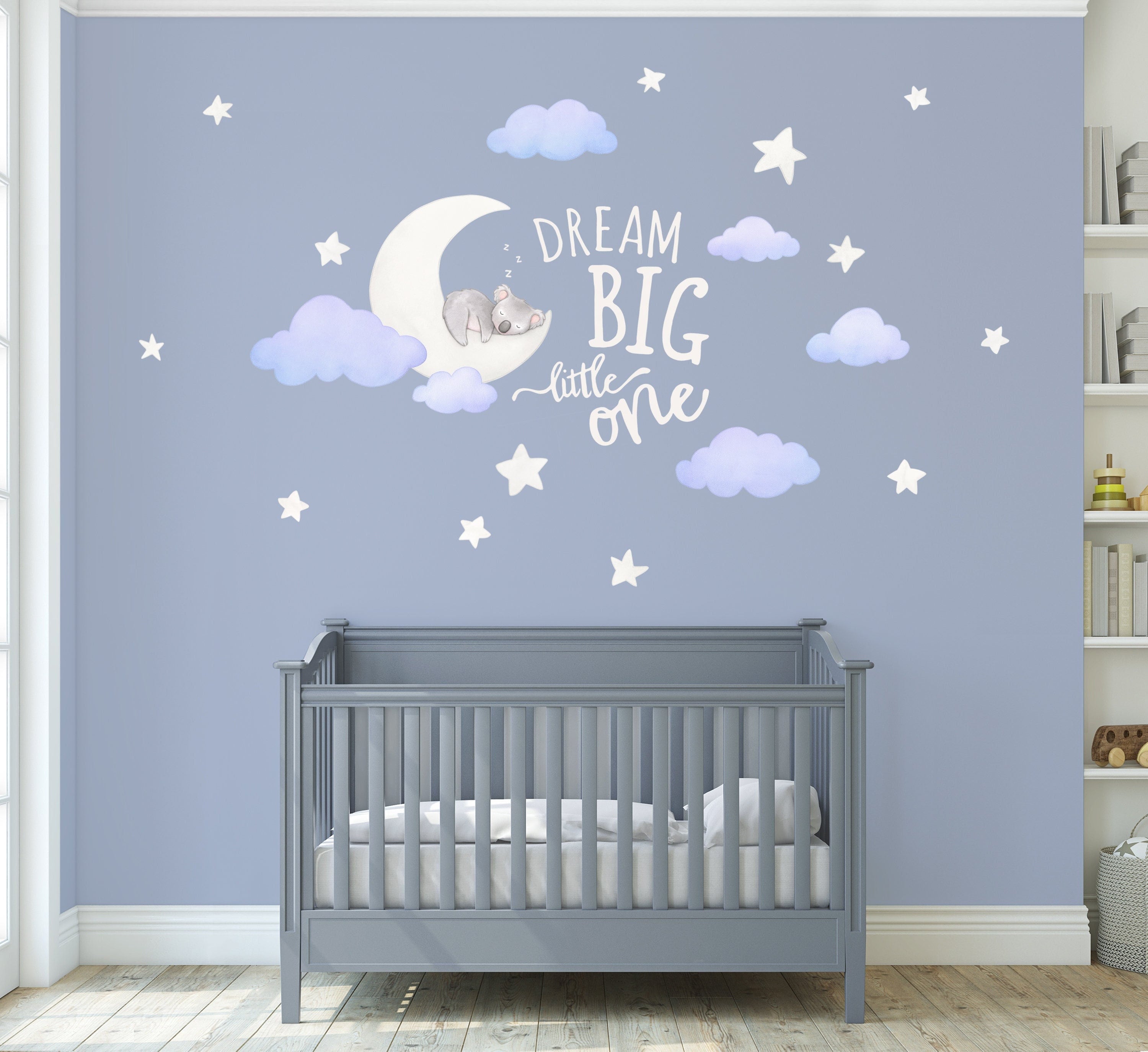 Autocollants Muraux Décoratifs 'Dream Big Little One' Avec Lune Et étoiles - 15 Pièces En Bois - Décoration Chambre Bébé Ou Enfant - 5