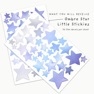 Ombre Stars Fabric Wall Decal Watercolour Wall Stickers Kids Room Decor 画像 6