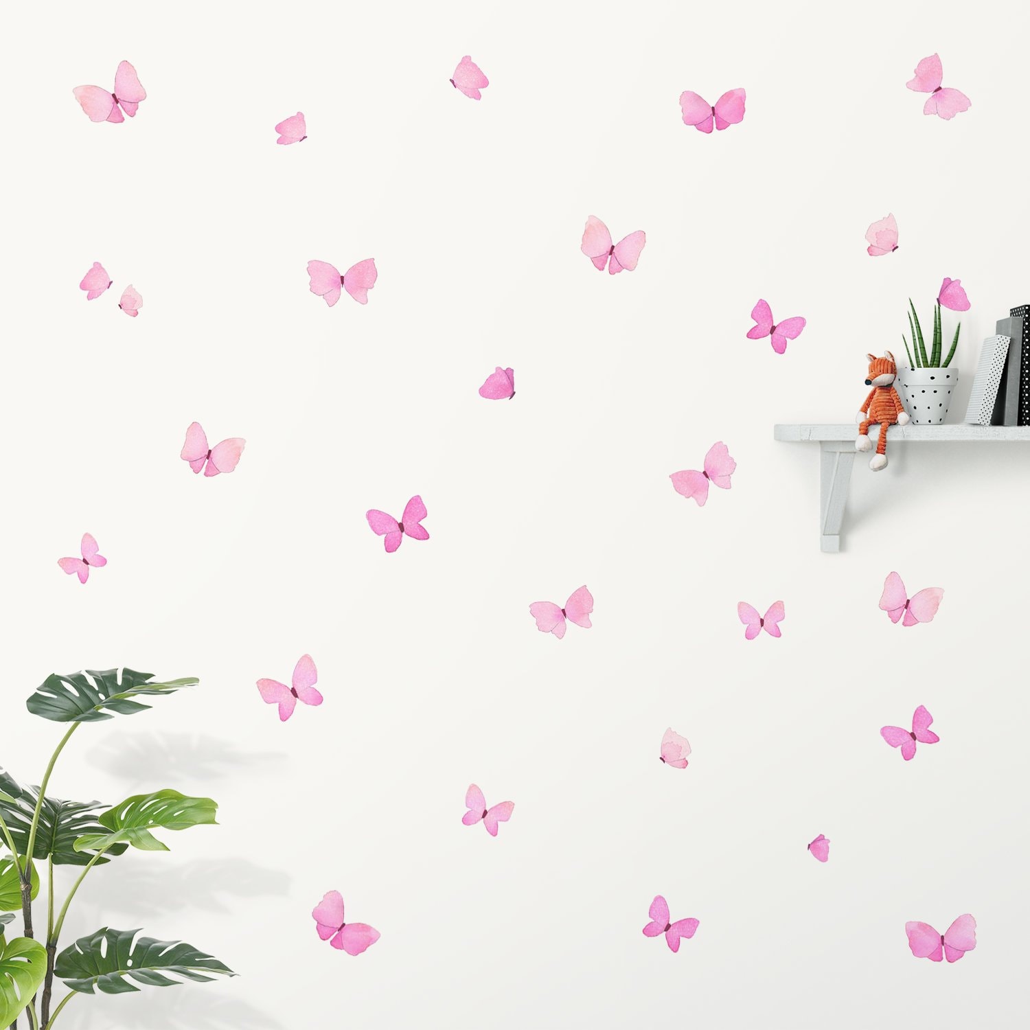 Autocollant Mural en Tissu Papillon - Aquarelle Décor de Pépinière Autocollants Muraux