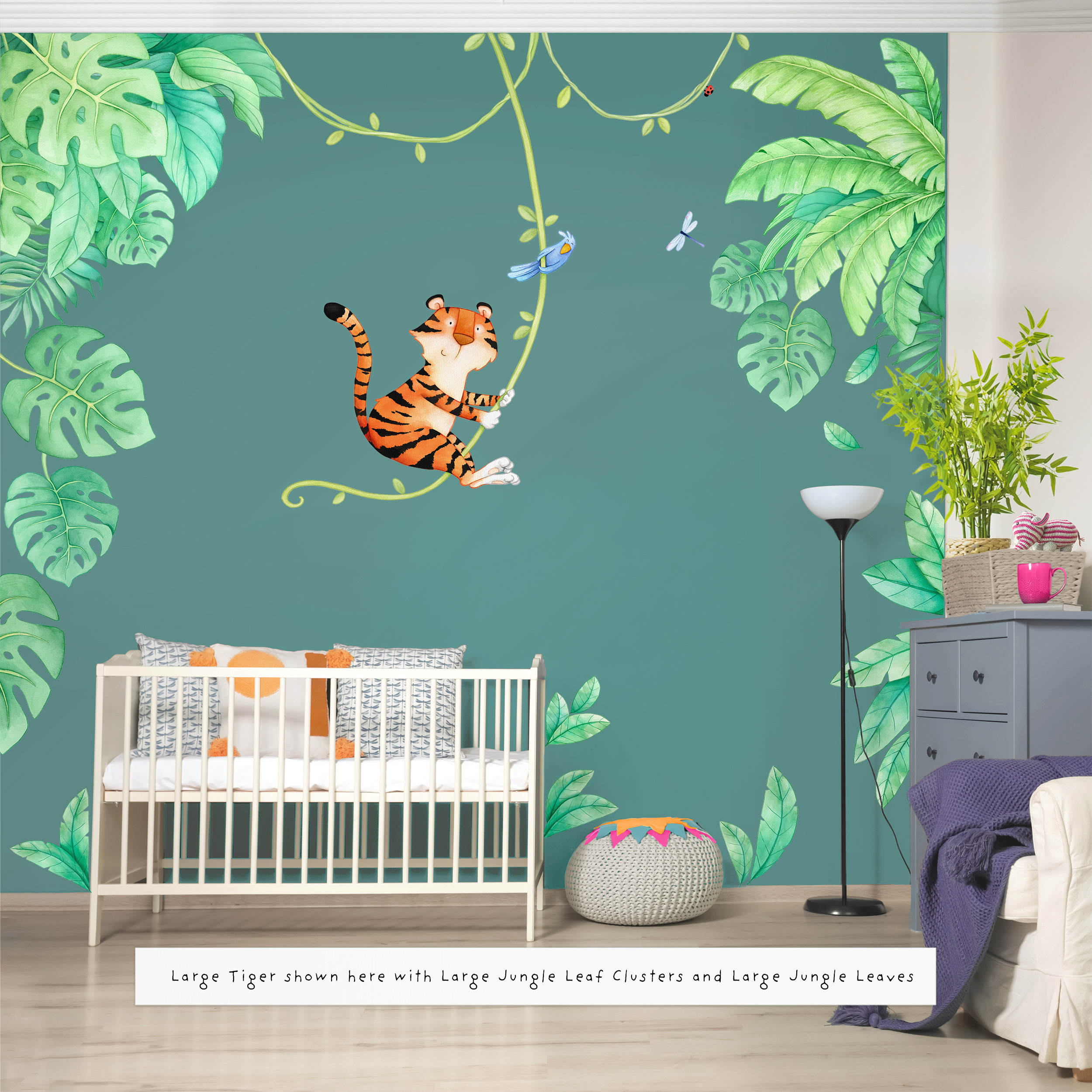 Jungle Tiger Fabric Wall Decal, Tiger Wall Sticker, Nursery Watercolour ...