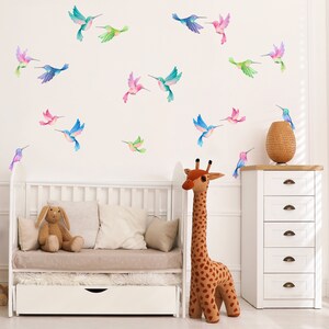 Hummingbird Fabric Wall Decal, Flying Birds Wall Stickers, Watercolour ...