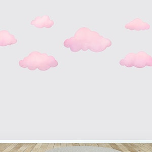 Watercolor Clouds Fabric Wall Decal Set, Kids Room Decals, Cloud Wall Sticker, Nursery Cloud Decor, Removable zdjęcie 7