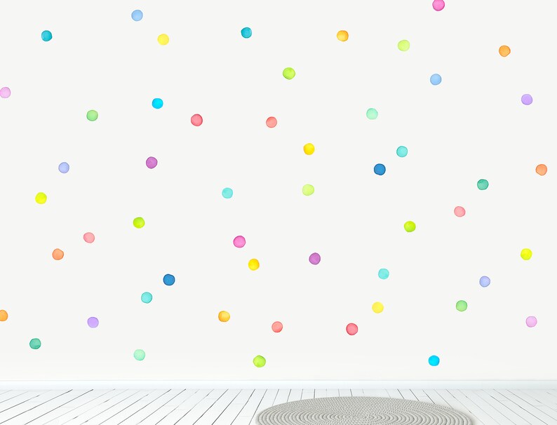 Small Rainbow Dots Fabric Wall Decal Watercolour Wall Etsy Australia