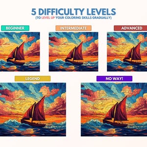 Color by Numbers for Adults “sailing Towards Freedom” / Printable Paint ...