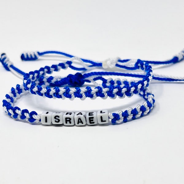 Israel bracelet, support Israel, stand with Israel, woven bracelet, flag Israel, letter bracelet,