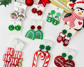 Merry christmas earrings, christmas earrings, dangle and drop earring, christmas gift earring, chrismas jewelry, stocking stuffer for women
