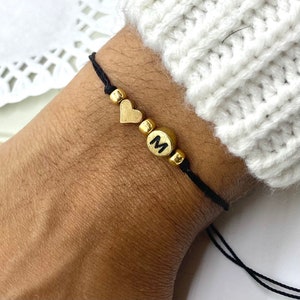 Heart initial bracelet women, Couples bracelet, personalized gifts for boyfriend girlfriend, Christmas gifts, letter string bracelet