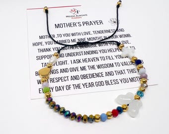Mothers Prayer Bracelet, Mom Bracelet, Mother Day Gift, Christian Bracelet, Cross Bracelet Women, Religious Catholic, Mom Beaded Bracelet