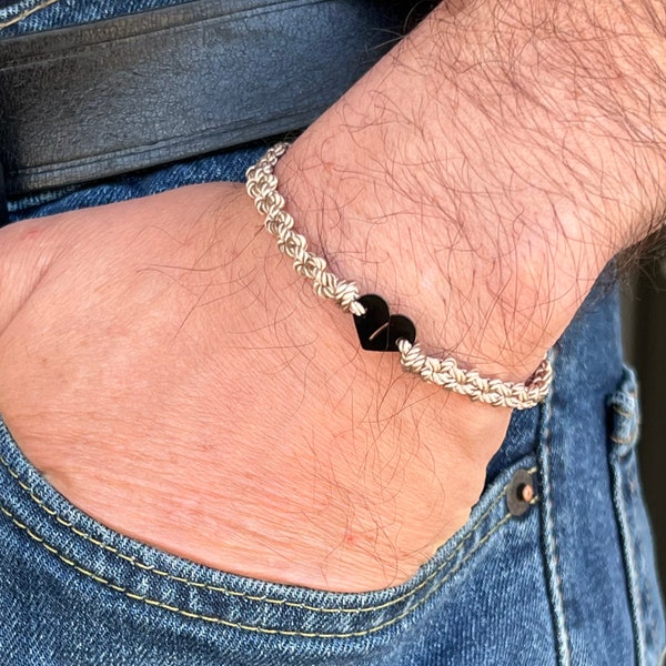 Initial Mens Bracelet, Personalized gift for boyfriend, couples bracelet, valentines gift, woven & braided bracelet, Matching bracelet