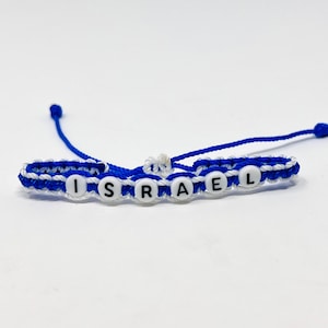 Israel bracelet, support Israel, stand with Israel, woven bracelet, flag Israel, letter bracelet,