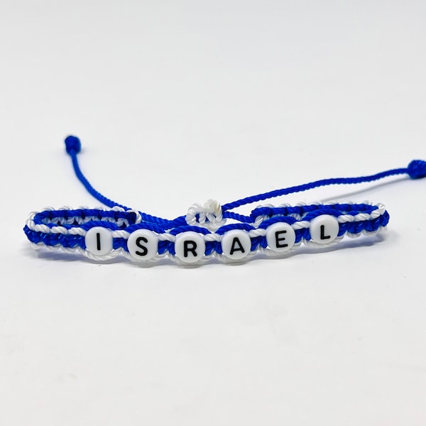 Israel bracelet, support Israel, stand with Israel, woven bracelet, flag Israel, letter bracelet,