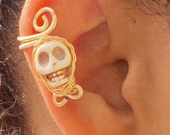 Ear cuff, Caravel earrings, No piercing, Catrina ear cuff, Ear Climber, Cartilage ring, cartilage hoop, skeleton ear cuffs, Halloween