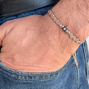 Custom initial Men Bracelet, christmas boyfriend gift, personalized couples bracelet, woven & braided bracelet, gifts for dad, gift for him