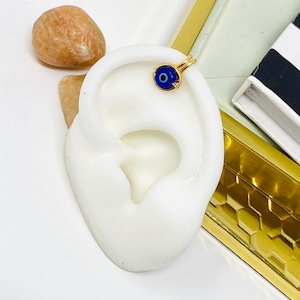 Evil eye ear cuff, Ear cuff no piercing cartilage, Evil eye earrings, Cartilage earrings, Cartilage hoop, Gold ear cuff, ear climber