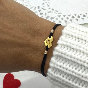 Custom initial for women, Couples Bracelet, Letter bracelet, name bracelet, heart charm bracelet, Cord bracelet, his and hers bracelet, Gift