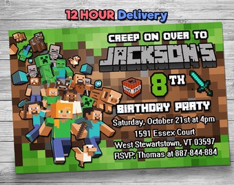 minecraft invitation etsy