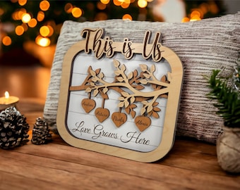 Dies sind wir Familie personalisierte Plakette - Andenken, Familiengeschenk, Weihnachtsgeschenk,