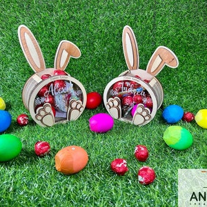 Personalized Bunny Easter Treat wooden box - Laser Cut & Engraved - Favor Box - Candy Box