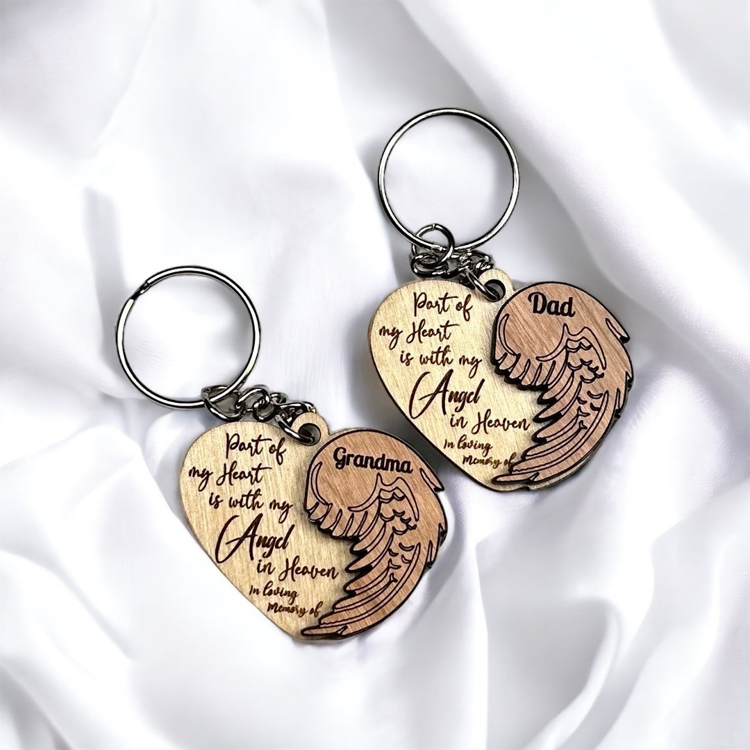 Personalized Memorial Keychain, Parts of My Heart is With My Angel